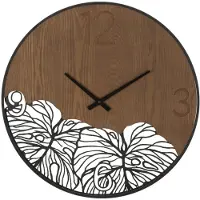 Mauro Ferretti Horloge murale avec cadran en bois Ø 60x2 cm brun noir