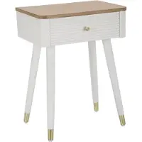 Mauro Ferretti Table de chevet en bois blanc et marron avec tiroir cm 45x32x62