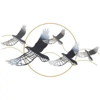 Mauro Ferretti Panneau décoratif en métal multicolore avec oiseau 3D 91x7x50 cm