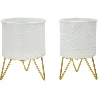 Mauro Ferretti Lot De 2 Cache-Pot En Métal Blanc À¿ 16x20-13x20 Cm