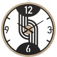 Mauro Ferretti Support mural pour horloge, métal et MDF, 60x2,5 cm, noir et marron, modèle