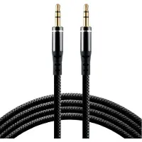 EverActive Câble audio en silicone noir CBS-1JB, prise AUX - prise jack stéréo 3,5 mm, 100 cm