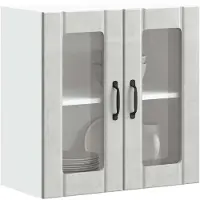 Super Merchant Armoire de cuisine suspendue avec porte vitrée Lucca Noir Matériau dérivé du bois