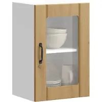 vidaXL Armoire suspendue de cuisine avec porte en verre Lucca brun imitation chêne