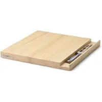 Continenta Gummibaum Käsebrett mit Messer geölt, 25x25x2.5 cm, Planche à découper, Multicolore