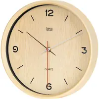 Uni-T Montre murale décorative, 30 cm, mécanisme à quartz, plastique+verre, couleur marron clair