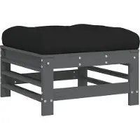 vidaXL Tabouret de jardin avec coussin Gris Pin massif