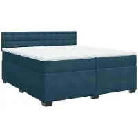 vidaXL Lit boxspring avec matelas bleu 200x200 cm velours