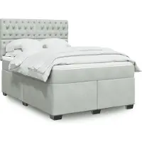 vidaXL Lit boxspring avec matelas gris clair 160x200 cm velours