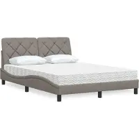 vidaXL Lit avec matelas Taupe 120x200 cm Tissu