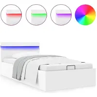 vidaXL Cadre de lit à rangement hydraulique sans matelas avec LED