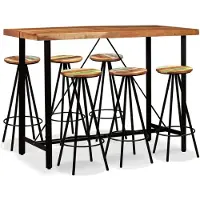 vidaXL set de bar 7 pièces en acacia massif et vieux bois