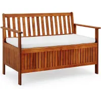 Casaria Banc de jardin en acacia 120x62x84cm Espace de rangement