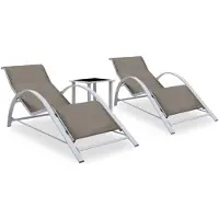 vidaXL Bains de soleil 2 pcs. avec table aluminium taupe