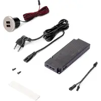 Emuca Connecteur rond Plugy avec 2 ports USB pour encastrer au meuble en couleur peinte aluminium