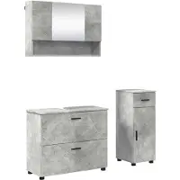 vidaXL Ensemble de meubles de salle de bain , 3 pièces, béton gris, 76,5 x 35 x 64 cm