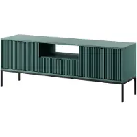 Selsey Vellore – Meuble TV bas avec tiroir et piètement noir, vert, 154 cm