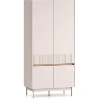 Selsey Dunea – Armoire 4 portes, gris cachemire/aspect bois de chêne, 92 cm