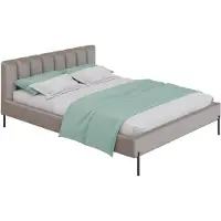 Selsey Milanno - Lit Tapissé 160x200 cm avec Sommier à Lattes et Tissu Velours, Greige