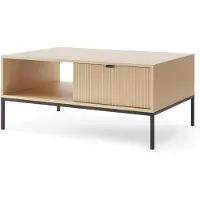 Selsey Vellore - Table basse avec tiroir et piètement noir, aspect bois chêne, 104 x 68 cm