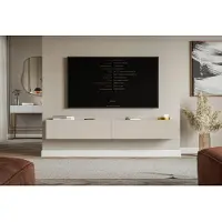 Selsey Veldio - Buffet TV suspendu avec façades cannelées, 200 cm, greige