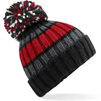 Beechfield Bonnet ray? avec pompon Black Cherry - Beechfield BF392