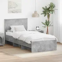 vidaXL Cadre de lit avec tête de lit Béton Gris 80 x 200 cm Bois composite