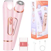 INF Rasoir Électrique 2-en-1 Double Tête & Tondeuse Bikini - Portable Rose