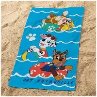 Paw Patrol Serviette De Bain Et De Plage Imprimée 100% Coton, Pat Patrouille Water Bleu