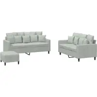 vidaXL Ensemble de canapés 3 pièces avec coussins gris clair velours