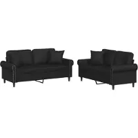 vidaXL Ensemble de canapés 2 pièces avec coussins Noir Similicuir
