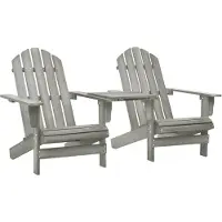 vidaXL Chaises de jardin Adirondack avec table en bois massif de sapin gris