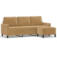 vidaXL Canapé à 3 places avec repose-pieds Marron 180 cm Velours