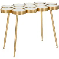 Mauro Ferretti Table Basse Buttle Glam 100 X 55 X 70 Cm - Table En Métal Doré Avec Plateau Circulaire En Verre Miroir - Design Moderne Exclusif