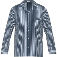 Seidensticker Pyjama long bleu foncé / blanc