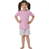 Schiesser Pyjama 'Girls World' beige / bleu clair / rose clair / blanc