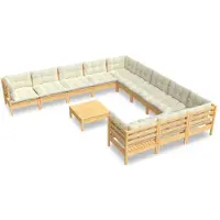 vidaXL 12-pièces salon de jardin avec coussins en pin crème