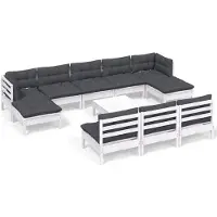 vidaXL Ensemble de salon de jardin de 11 pièces avec coussins blanc pin