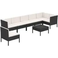 vidaXL 8-tlg. Set de salon de jardin avec auflagen Poly Rattan Schwarz
