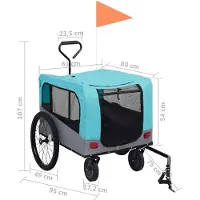 vidaXL Remorque vélo 2 en 1 pour chiens et poussette Bleu et gris