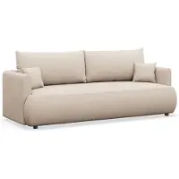 Selsey Ovo Mini - Canapé-lit 3 places avec coffre de lit, chenille Easy-Clean, crème