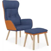 vidaXL Chaise de relaxation avec repose-pied Bleu Similicuir et tissu
