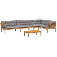 vidaXL Ensemble de 5 canapés de jardin en palettes avec coussins en acacia