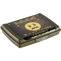 Keeeper Brotdose carla mini Emoji Danger, 0,5 L, olivgrün Deco-Click-Box mini, PP, praktischer Verschluss, Lunch box, Vert, Noir, Jaune