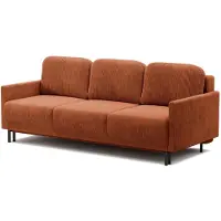 Selsey Hamiel – Canapé 3 places avec fonction couchage et coffre de rangement, velours côtelé, rouge cuivré
