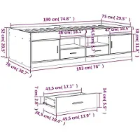 vidaXL Lit de jour avec tiroirs sans matelas chêne fumé 75x190 cm