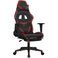 vidaXL Fauteuil gaming avec fonction massage et repose-pieds, noir et bordeaux, similicuir