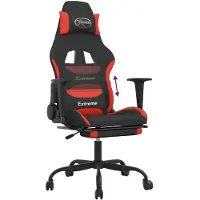 vidaXL Chaise de jeu avec repose-pieds Noir et rouge Tissu