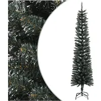 vidaXL Sapin de Noël artificiel mince avec support Vert 240 cm PVC