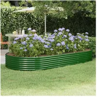 vidaXL Lit surélevé Acier revêtu par poudre 296x140x36 cm Vert